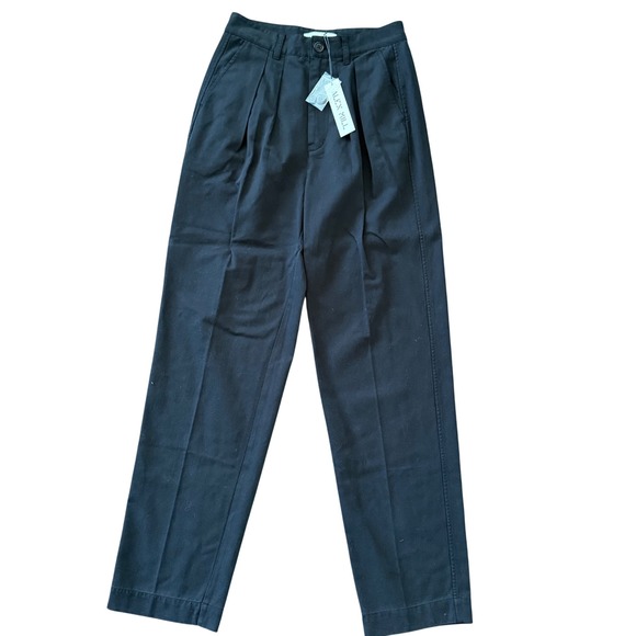 Alex Mill Keaton Double Pleat Pant in Twill Rich Black Size 2 Retail $165 Retro